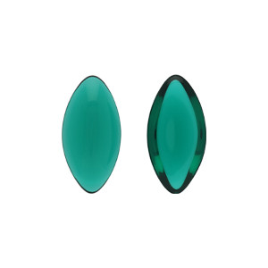 Glass cabochons 20x10мм Dk. Emerald 	 1pc (50730)