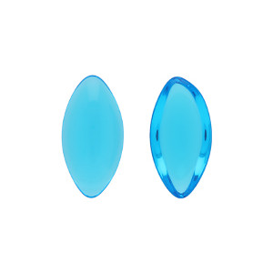 Glass cabochons 20x10мм Aquamarine 	 1pc (60030)