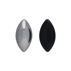 Glass cabochons 20x10мм Jet - Hematite 	 1pc (L23980)