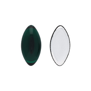 Glass cabochons 20x10мм Dk. Emerald - Silver Foiled 	 1pc (SF50740)
