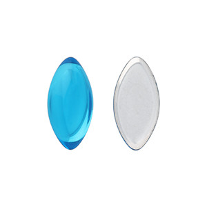 Glass cabochons 20x10мм Aquamarine - Silver Foiled 	 1pc (SF60030)