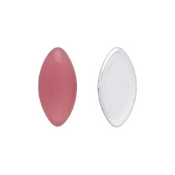 Glass cabochons 20x10мм Milky Pink - Silver Foiled 	 1pc (SF71010)