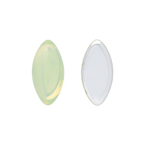Glass cabochons 20x10мм Milky Jonquil - Silver Foiled 	 1pc (SF81000)
