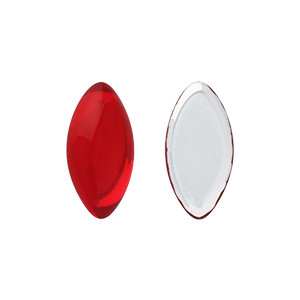 Glass cabochons 20x10мм Siam Ruby Silver Foiled 	 1pc (SF90080)
