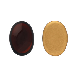 Glass cabochons 25x18мм Dk. Topaz - Gold Matte Foiled 	 1pc (GF10120)