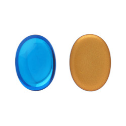 Glass cabochons 25x18мм Aquamarine - Gold Matte Foiled 	 1pc (GF60030)