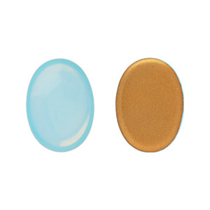 Glass cabochons 25x18мм Milky Aquamarine - Gold Matte Foiled 	 1pc (GF61000)