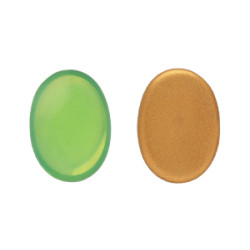 Glass cabochons 25x18мм Milky Peridot - Gold Matte Foiled 	 1pc (GF61100)