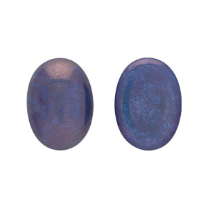 Glass cabochons 25x18мм Milky Blue Coral - Luster Chocolate Bronze 	 1pc (LJ34010)