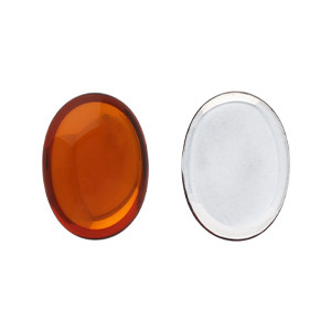 Glass cabochons 25x18мм Topaz - Silver Foiled 	 1pc (SF10080)