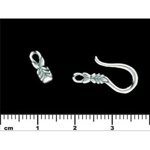 Laurel Leaf Hook and Eye Clasp : Antique Silver 	