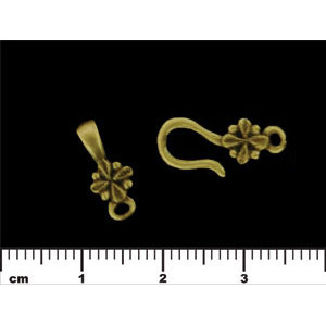 Floral Hook and Eye Clasp : Antique Brass 	