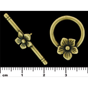 Flower Toggle Set : Antique Brass 	