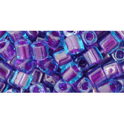 TOHO Cube 4mm Inside-Color Aqua/Purple-Lined 250gr - TC-04-252