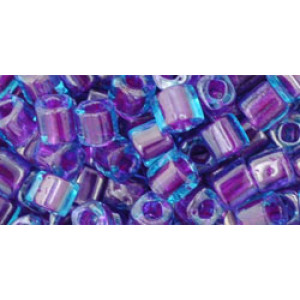 TOHO Cube 4mm Inside-Color Aqua/Purple-Lined 250gr - TC-04-252