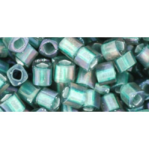 TOHO Cube 4mm Inside-Color Frosted Crystal/Metallic Teal-Lined 250gr - TC-04-270F