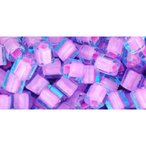 TOHO Cube 4mm Inside-Color Aqua/Bubble Gum Pink-Lined 250gr - TC-04-937