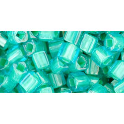TOHO Cube 4mm Inside-Color Aqua/Lt Jonquil-Lined 250gr - TC-04-954