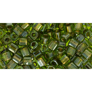 TOHO Cube 4mm Gold-Lined Peridot 250gr - TC-04-991