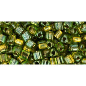 TOHO Triangle 8/0 Gold-Lined Peridot 250gr - TG-08-991