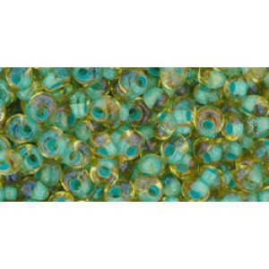 TOHO Magatama 3mm Inside-Color Rainbow Lt Topaz/Sea Foam-Lined 250gr - TM-03-952