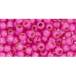 TOHO Round 6/0 PermaFinish Translucent Silver-Lined Hot Pink 250gr - TR-06-PF2107