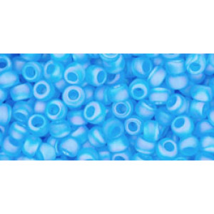 TOHO Round 8/0 Transparent-Rainbow-Frosted Dk Aquamarine 250gr - TR-08-163BF