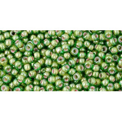 TOHO Round 11/0 Inside-Color Luster Peridot/Opaque White-Lined 250gr - TR-11-1046