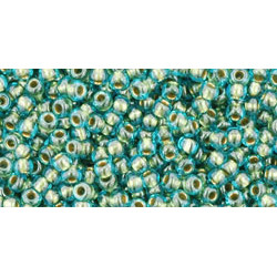 TOHO Round 11/0 Inside-Color Aqua/Gold-Lined 250gr - TR-11-284