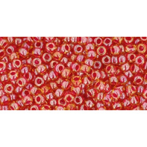 TOHO Round 11/0 Inside-Color Lt Topaz/Pomegranate-Lined 250gr - TR-11-365
