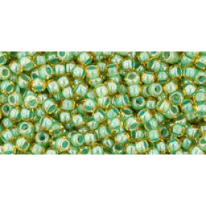 TOHO Round 11/0 Inside-Color Topaz/Mint Julep-Lined 250gr - TR-11-380