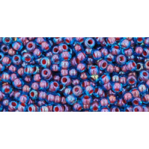 TOHO Round 11/0 Inside-Color Aqua/Oxblood-Lined 250gr - TR-11-381