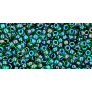 TOHO Round 11/0 Inside-Color Rainbow Peridot/Opaque Green-Lined 250gr - TR-11-387