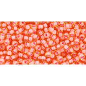 TOHO Round 11/0 Inside-Color Lt Topaz/Coral Pink-Lined 250gr - TR-11-925