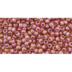 TOHO Round 11/0 Inside-Color Lt Topaz/Pink-Lined 250gr - TR-11-960
