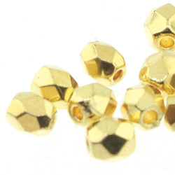 Fire Polish 3mm 24K Gold Plate 50 Bd/St 6 St/Bg
