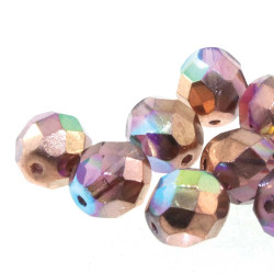 Fire Polish 4mm Lt Ameth Copper Rnbw 40Bd/St 10 St/Bg