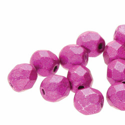 Fire Polish 4mm Metalust Hot Pink Czk Shld -40 Bds/St 10St/Bg