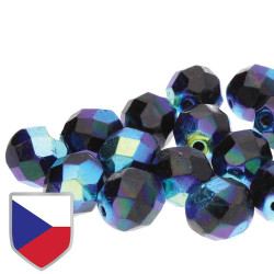 Fire Polish 4mm Jet Full Ab Czk Shld -40 Bds/St 10St/Bg