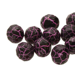 Fire Polish 6mm Ionic Jet/Pink-25Bd/St 8St/Bg