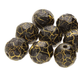 Fire Polish 6mm Ionic Jet/Yellow-25Bd/St 8St/Bg