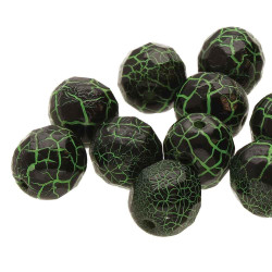 Fire Polish 6mm Ionic Jet/Green-25Bd/St 8St/Bg