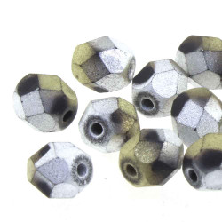 Fire Polish 6mm Matt Cali Silver 25 Bds/St 8St/Bg