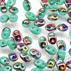 Superduo 2.5X5mm Turquoise Green Vitrail -100 Gm/Bg