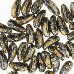 4X11mm 2Hl Chilli Bead Tweedy Gold 40 Bd/St 6 St/Bg