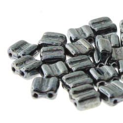 2 Hole Groovy 6mm Black Hematite Gold 30 Bds/St-8St/Bg