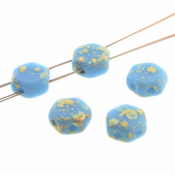 Honeycomb 6mm Gold Splash Turq Blue 30Bd/St 8St/Bg