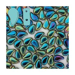 Paisley Duo 8X5mm Jet Green Iris-100Gm/Bg