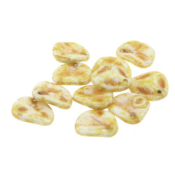 Petal 14X13mm White Picasso-50Bds/St 3St/Bg
