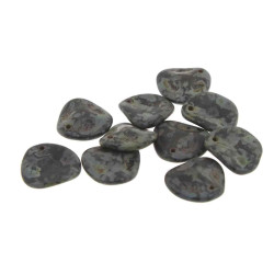 Petal 14X13mm Jet Matte Picasso-50Bds/St 3St/Bg